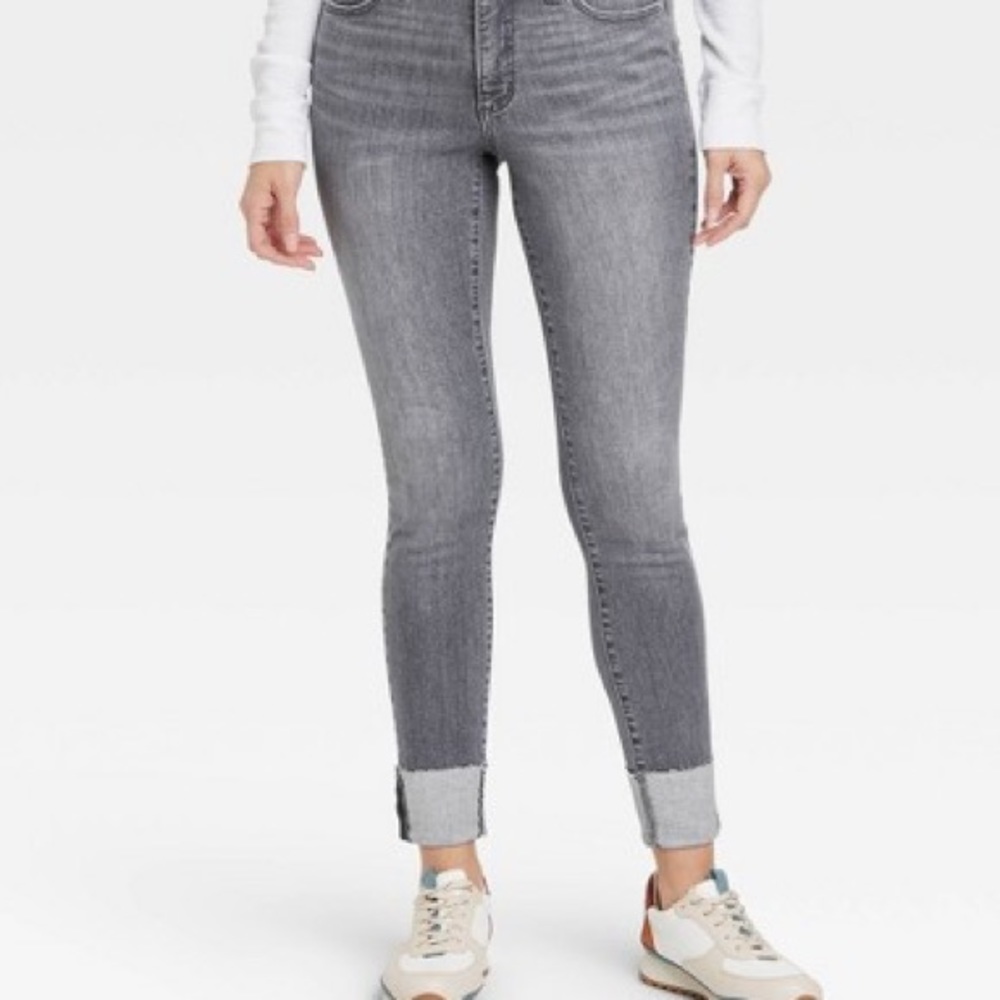 High Rise Gray Skinny Jeans - Picture 2 of 5